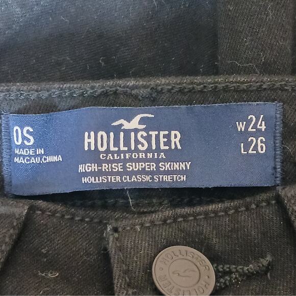 Hollister Jeans Womens 0 Short Black Distressed High Rise Super Skinny Denim - Picture 9 of 13